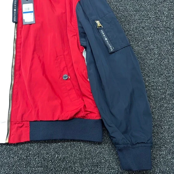Tommy Hilfiger Mens Colorblock Bomber Jacket Red White Navy J9AJ0451 XL NWT